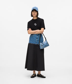 Karl Lagerfeld Denim Panel Maxi Skirt Washed Blue-Black