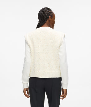 Karl Lagerfeld Bouclé Knit Skirt Cannoli Cream