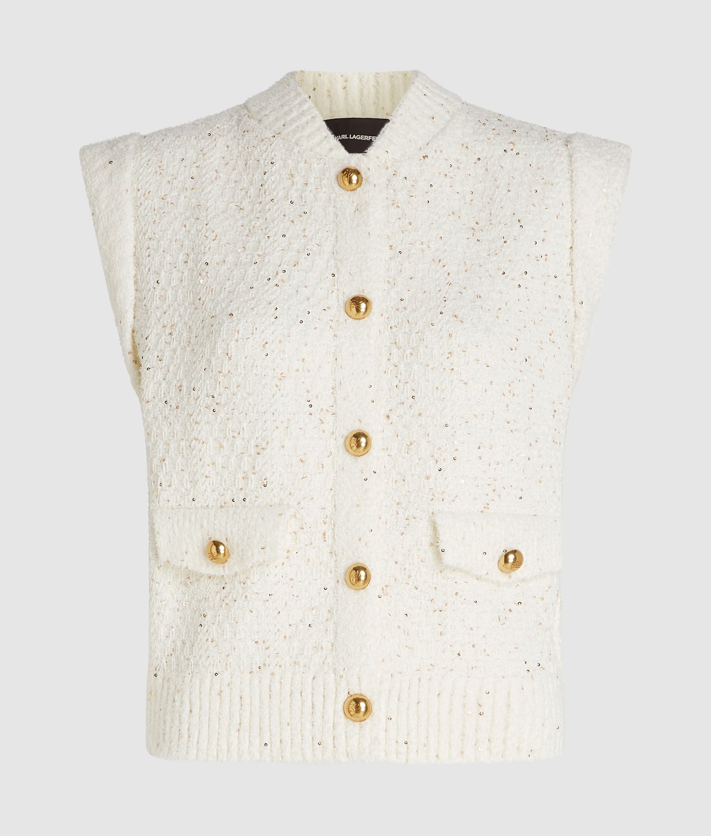 Karl Lagerfeld Bouclé Vest Cannoli Cream