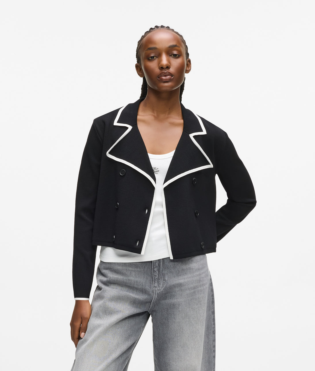 Karl Lagerfeld Contrast Piping Culottes Black/White