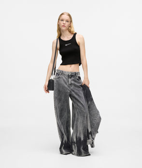 Karl Lagerfeld Double Waistband Pants Washed Black-Black