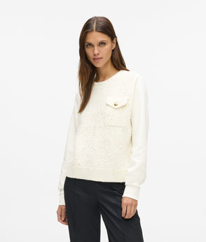 Karl Lagerfeld Bouclé Knit Skirt Cannoli Cream