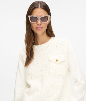 Karl Lagerfeld Bouclé Vest Cannoli Cream