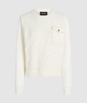 Karl Lagerfeld Bouclé Knit Skirt Cannoli Cream