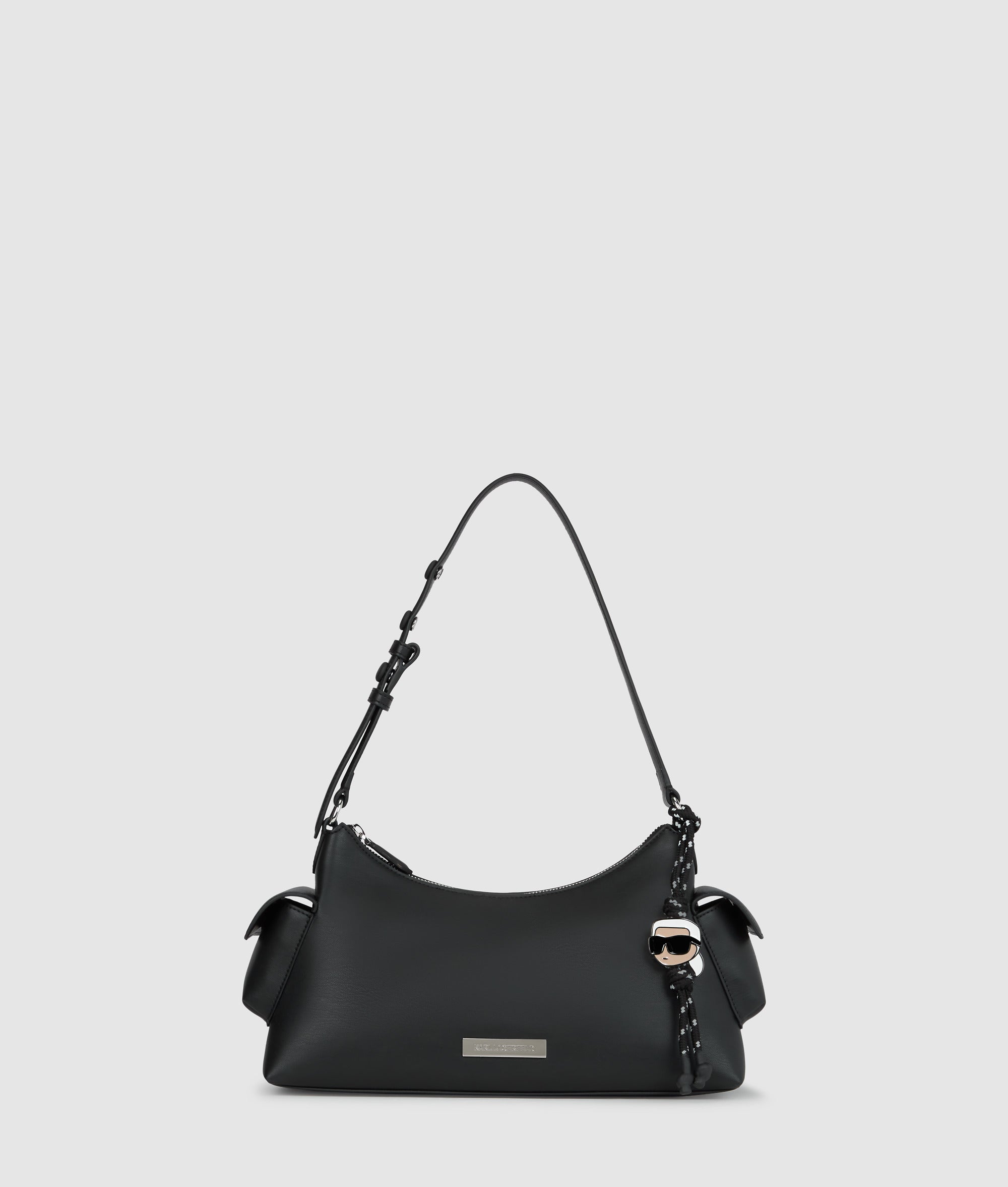 KarlLagerfeld Ikon Smooth Cargo Shoulder Bag Black