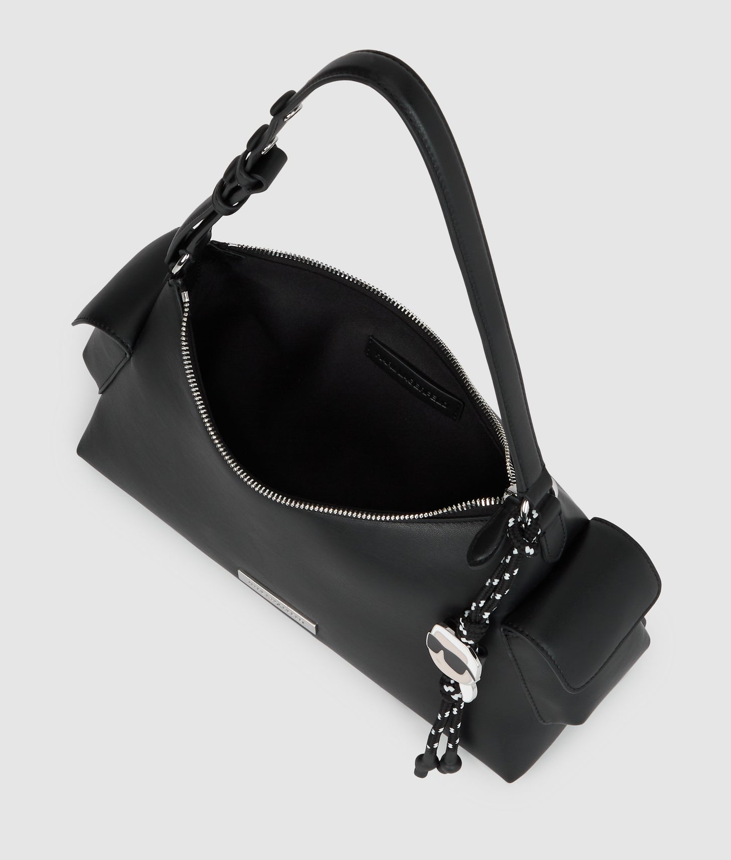 KarlLagerfeld Ikon Smooth Cargo Shoulder Bag Black