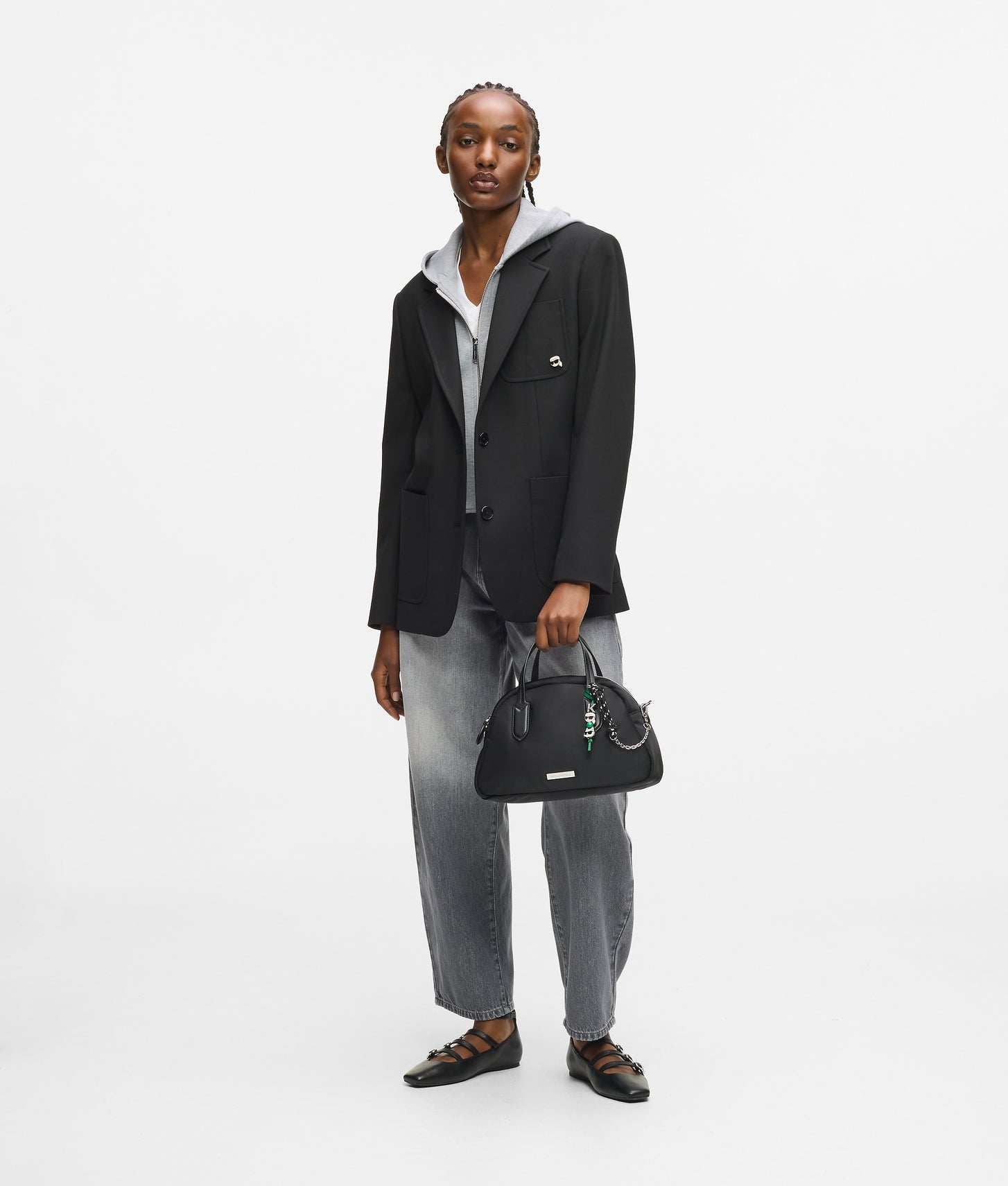 KarlLagerfeld Ikon Nylon Bowling Bag Black
