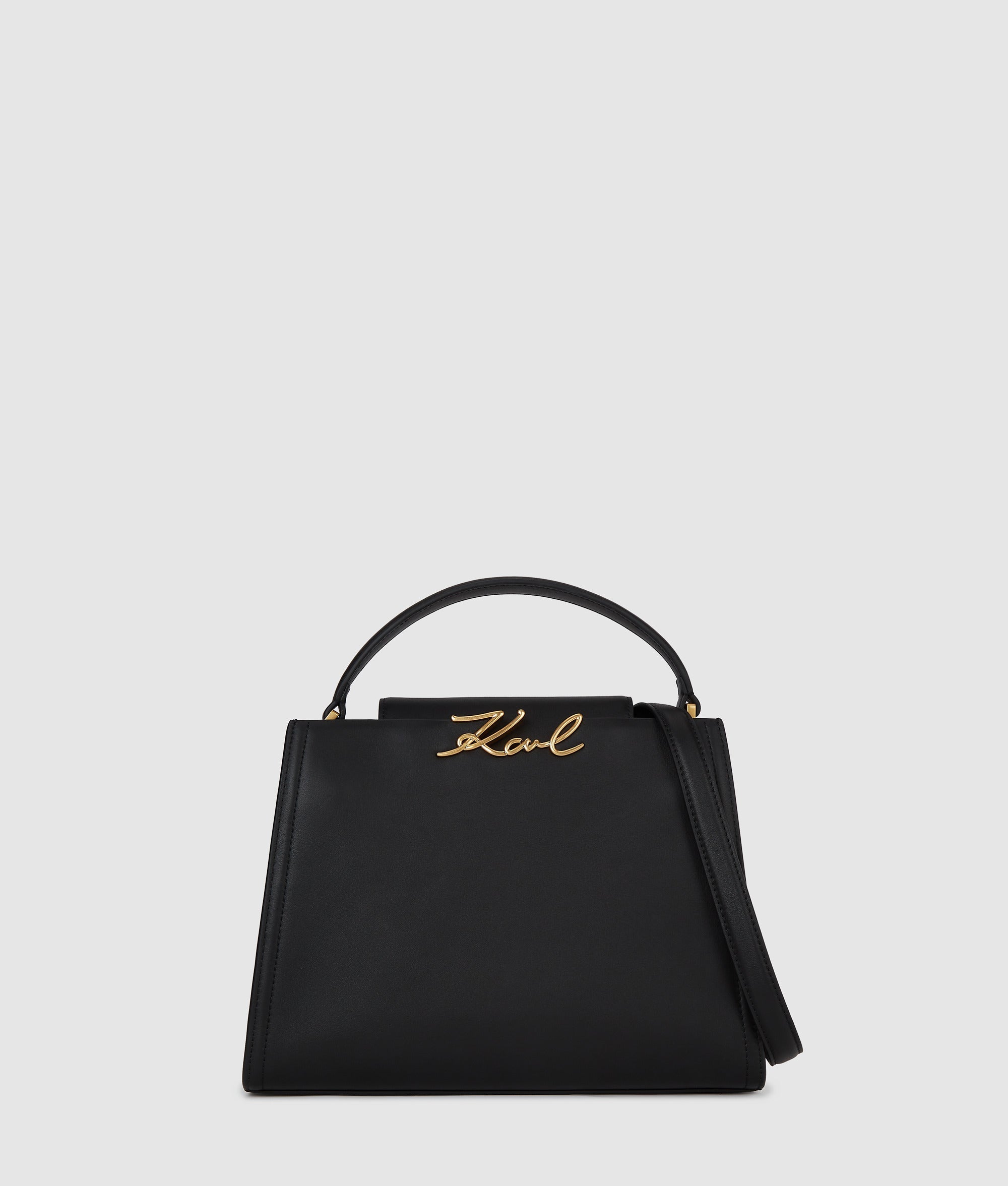 KarlLagerfeld Ksignature Medium Top Handle Bag Black/Gold