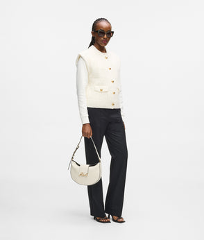 Karl Lagerfeld Bouclé Vest Cannoli Cream