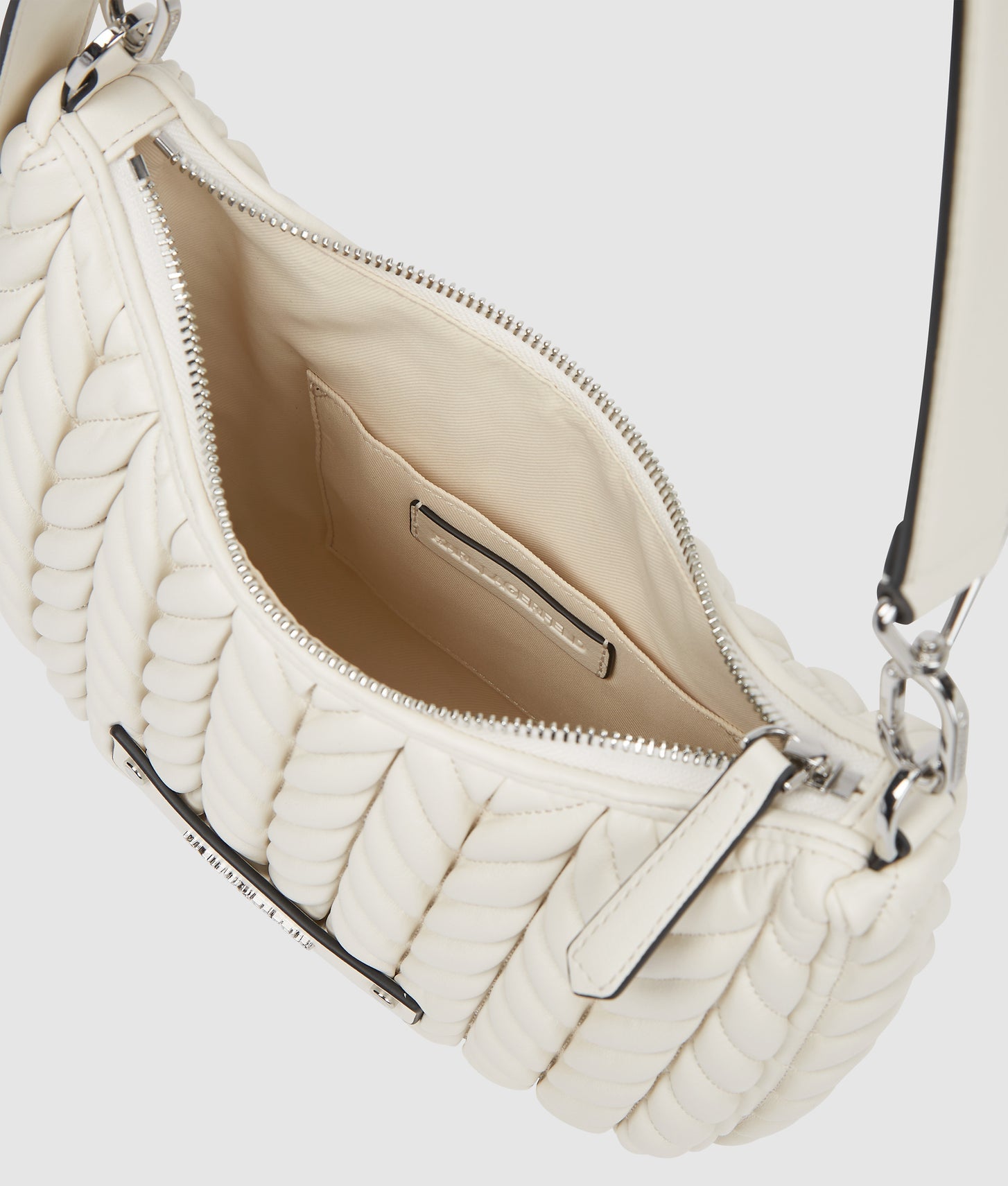 KarlLagerfeld Kweave Small Hobo Bag Off White