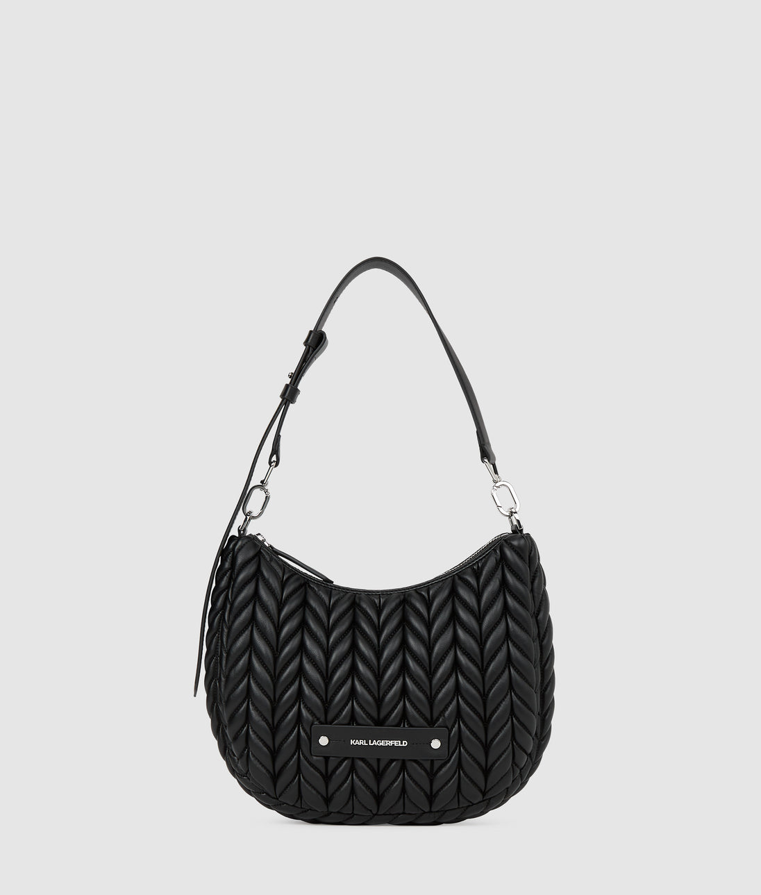 Karl Lagerfeld One-Shoulder Biker Dress Black