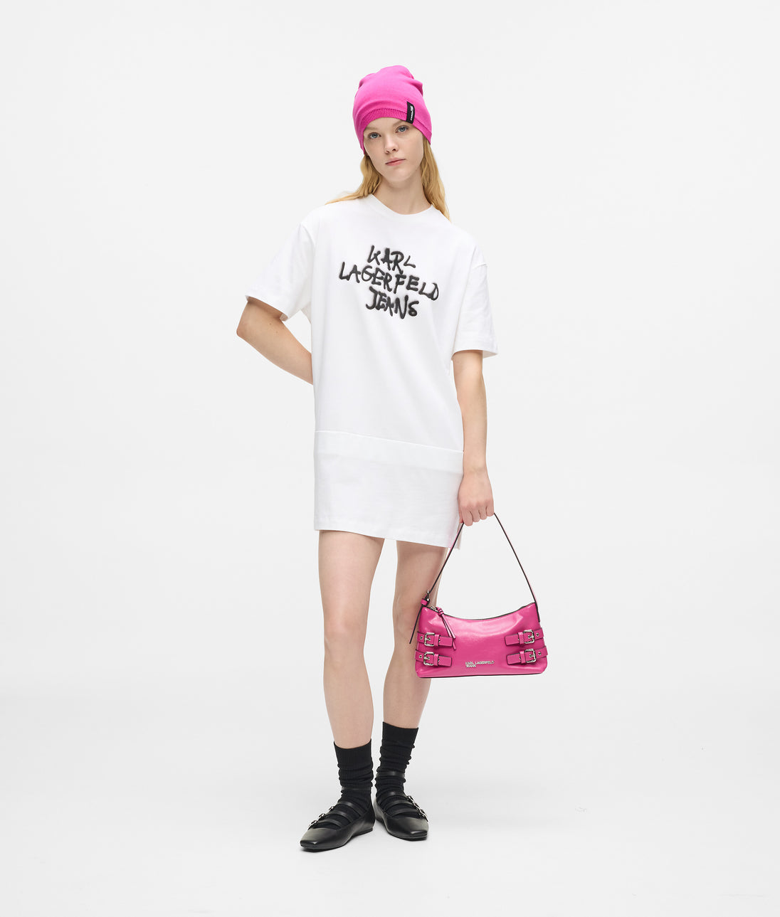 Karl Lagerfeld Graffiti T-Shirt Dress White