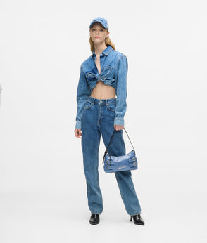 Karl Lagerfeld Denim Panel Maxi Skirt Washed Blue-Black