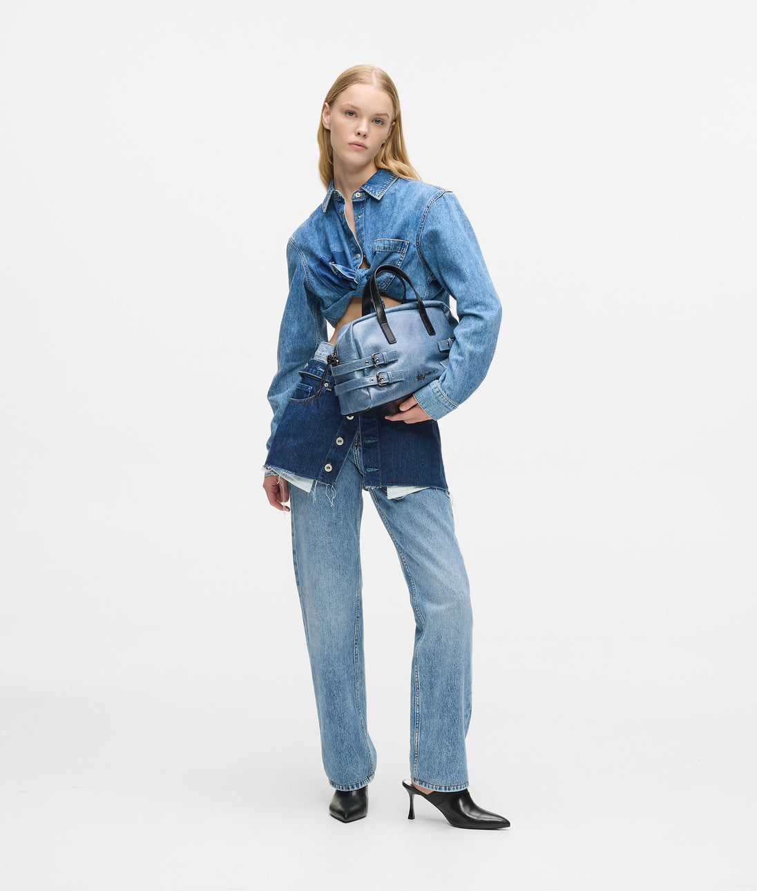 Karl Lagerfeld Boxy Denim Shirt Mid Blue