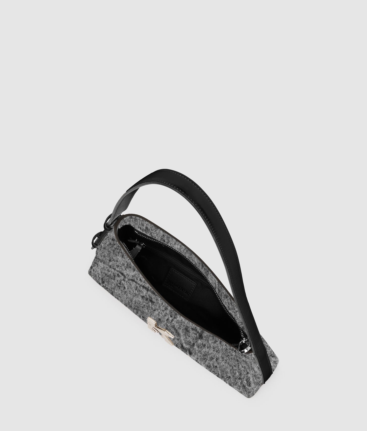 KarlLagerfeld Geo Denim Shoulder Bag Washed Black