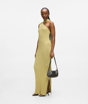Karl Lagerfeld Metallic Knit Dress Light Gold
