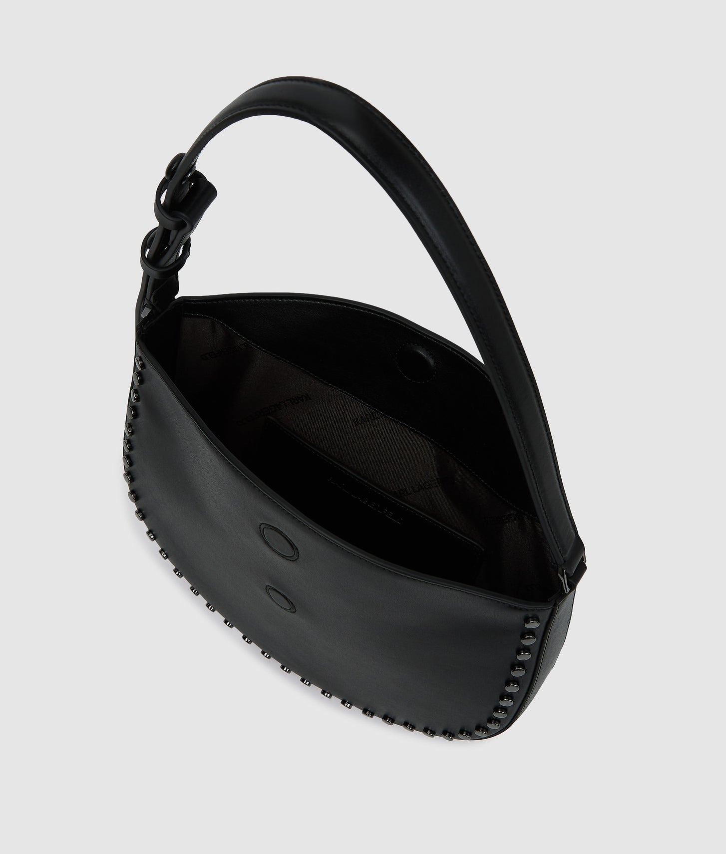 KarlLagerfeld Ksignature Studded Moon Bag Black Embellishment