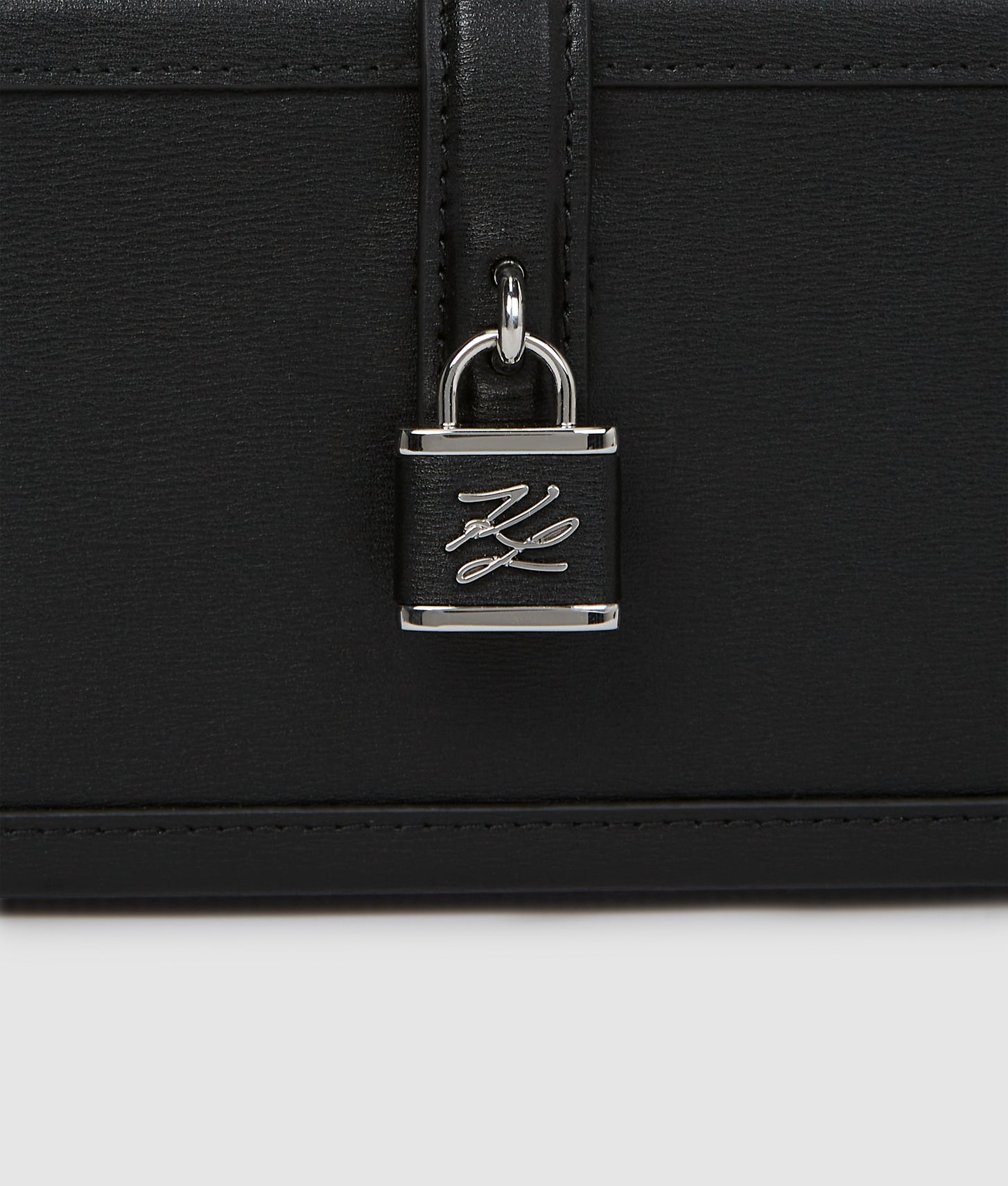 KarlLagerfeld Kautograph Padlock Trunk Clutch Black-Nickel
