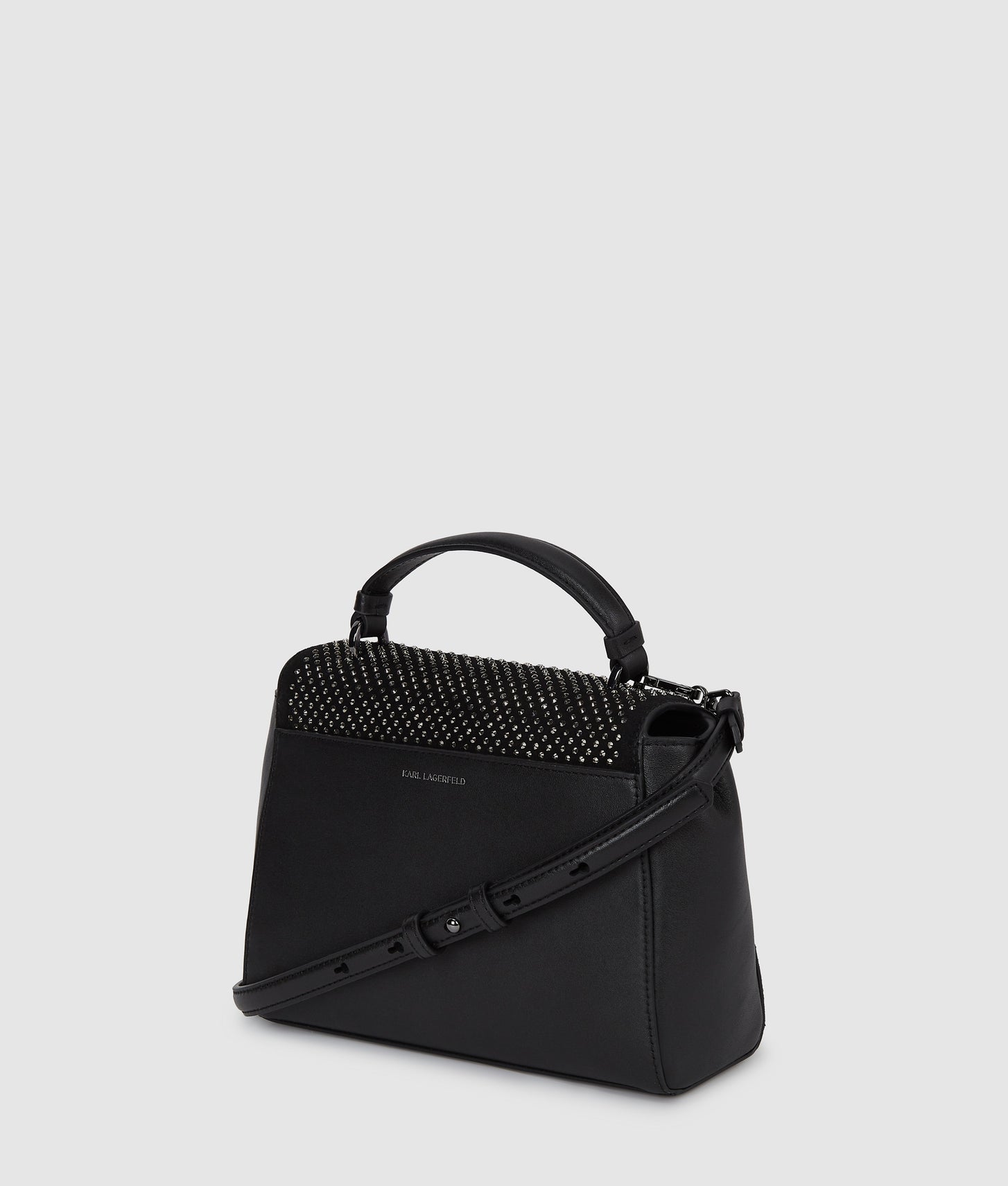 KarlLagerfeld Kautograph Rhinestone Top Handle Bag Black Embellishment