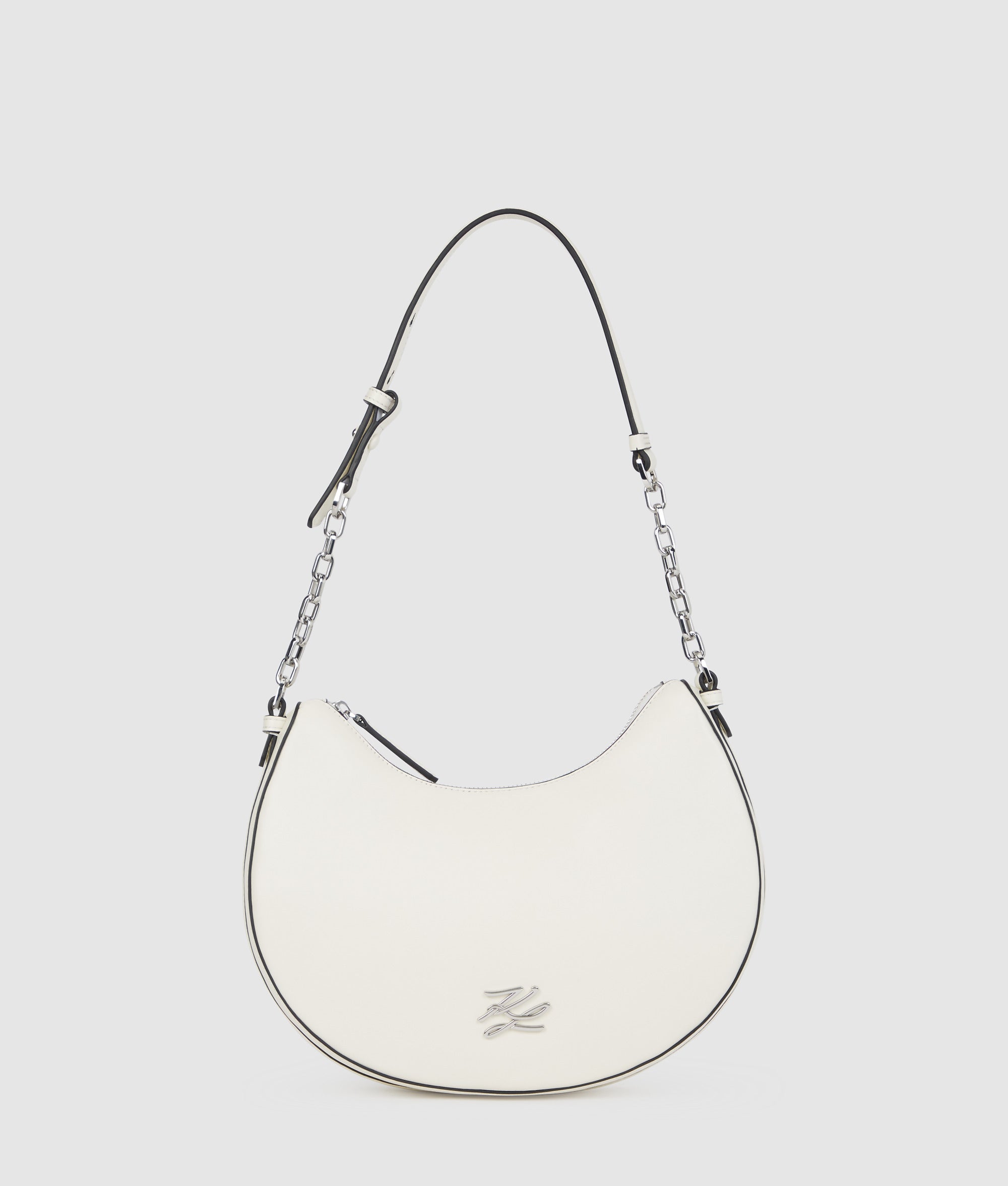 KarlLagerfeld Kautograph Medium Moon Bag Off White