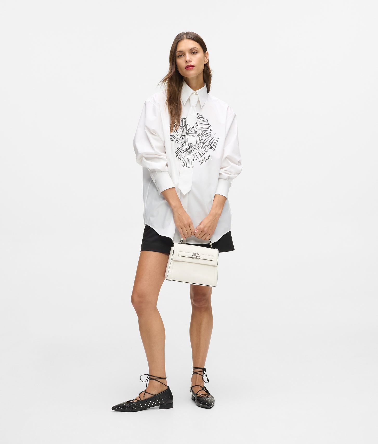 KarlLagerfeld Kautograph Small Top Handle Bag Off White