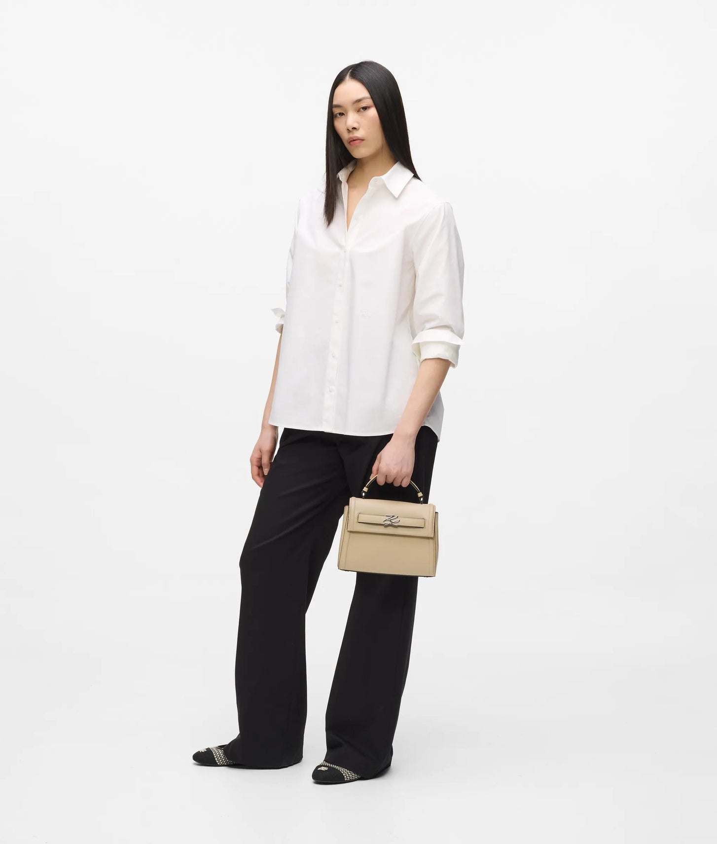 KarlLagerfeld Kautograph Small Top Handle Bag Safari