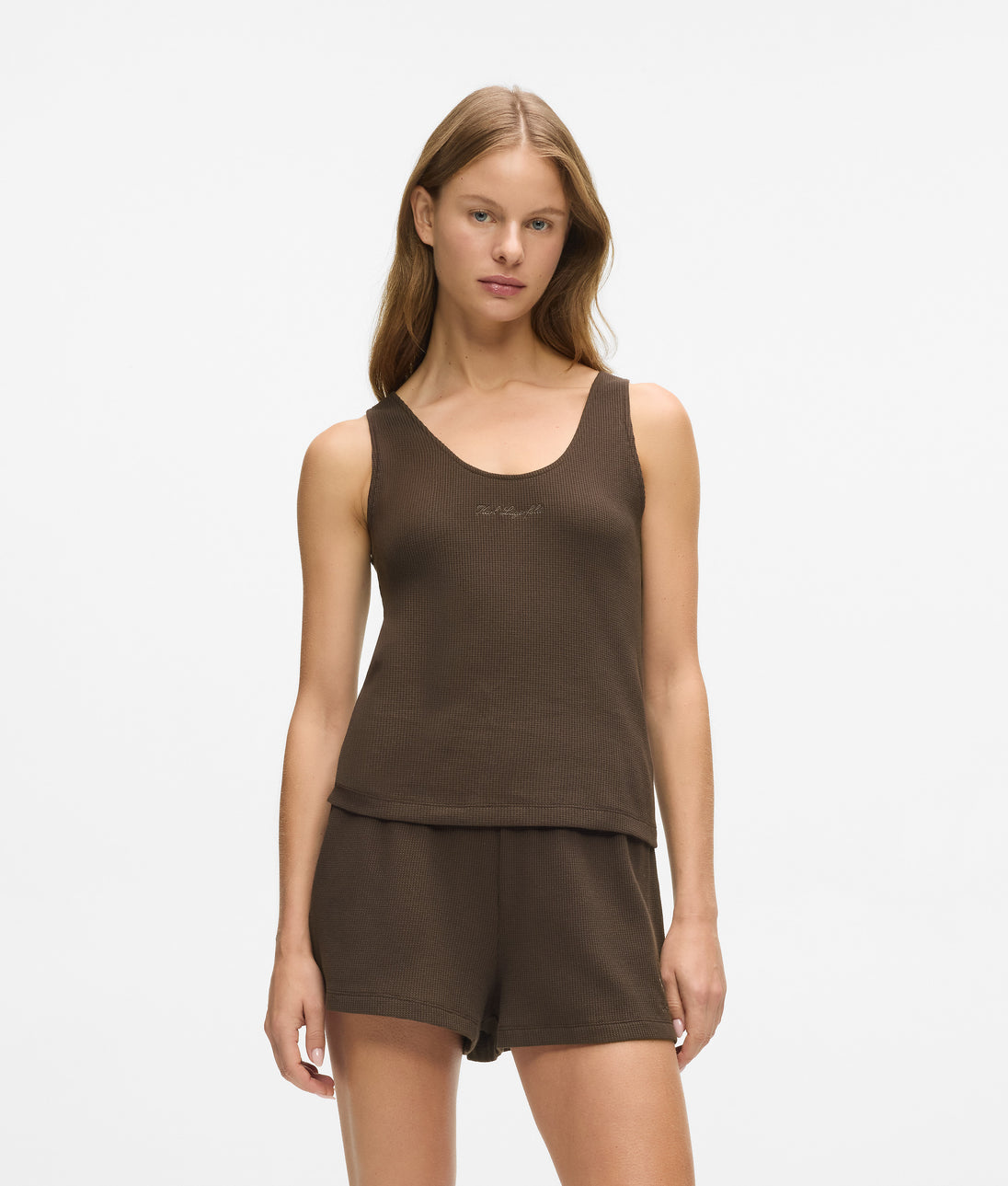 Karl Lagerfeld Waffle Loungewear Shorts Black Coffee