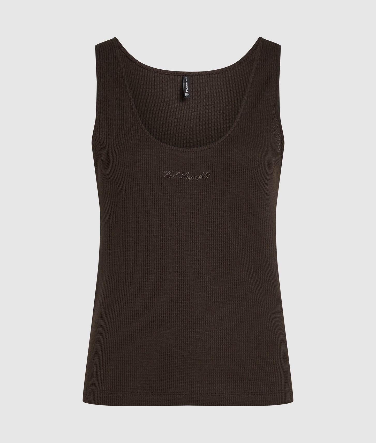 Karl Lagerfeld Waffle Loungewear Tank Top Black Coffee
