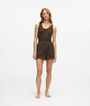 Karl Lagerfeld Waffle Loungewear Tank Top Black Coffee