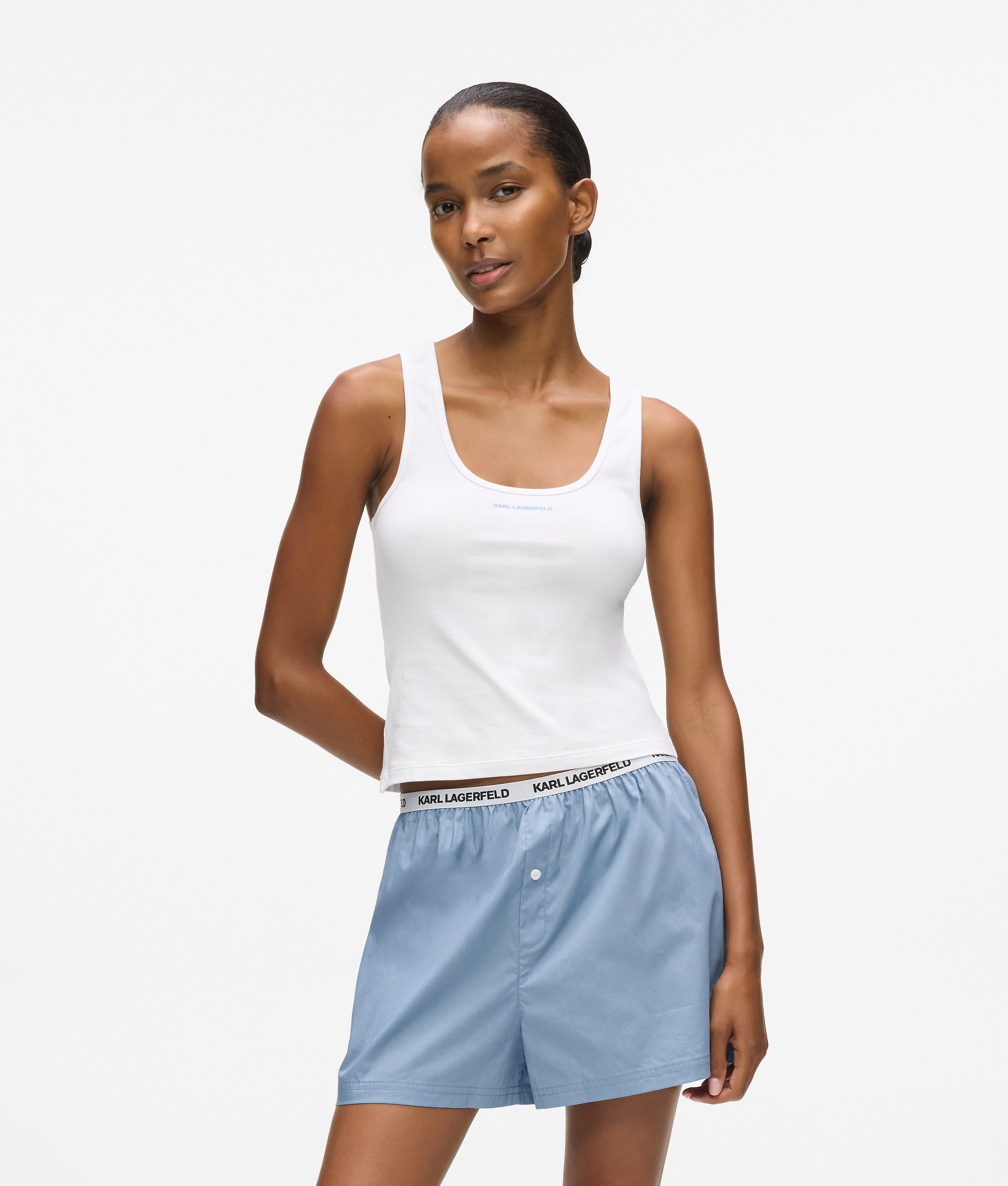 Karl Lagerfeld Tank Top And Shorts Pajama Set White