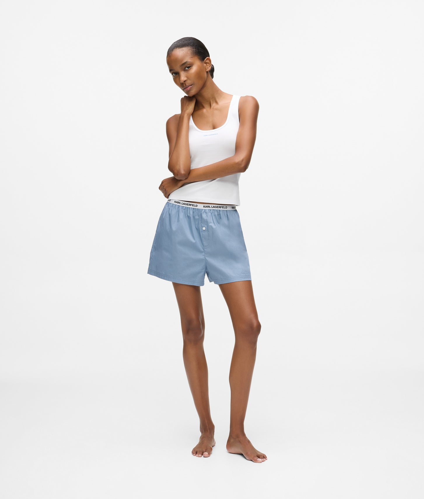 Karl Lagerfeld Tank Top And Shorts Pajama Set White