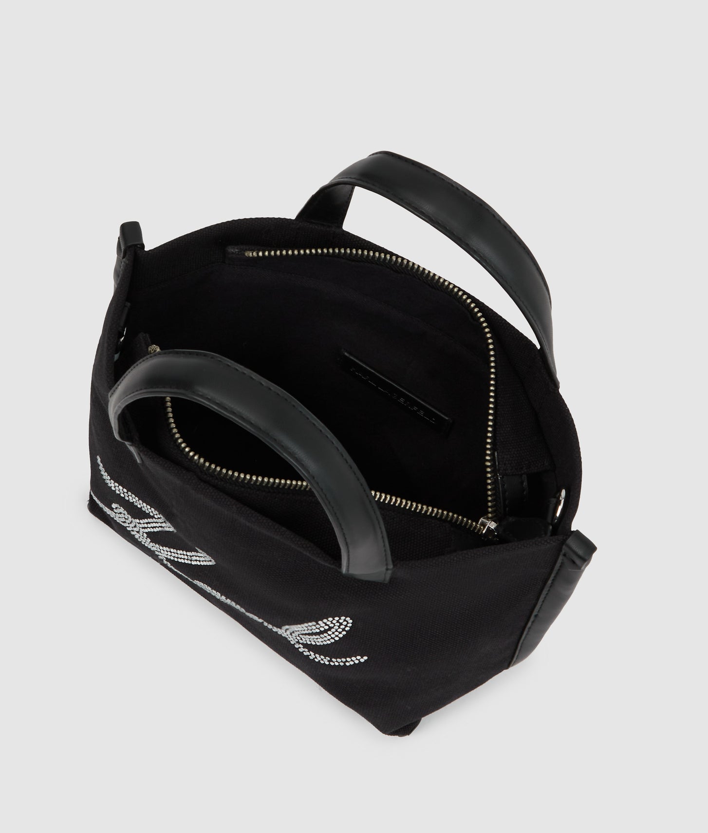 KarlLagerfeld Ksignature Mini Rhinestone Shopper Black Embellishment