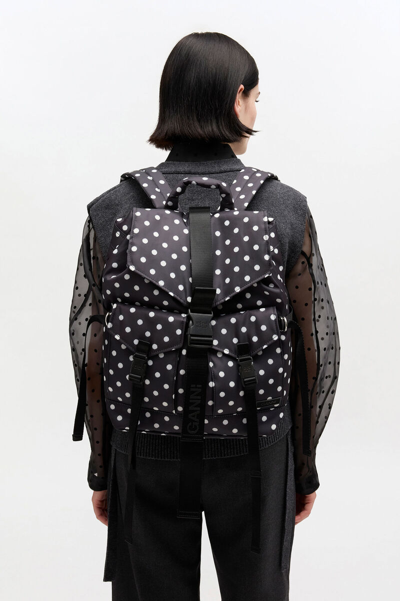 Ganni Black Dots Re-Tech Backpack