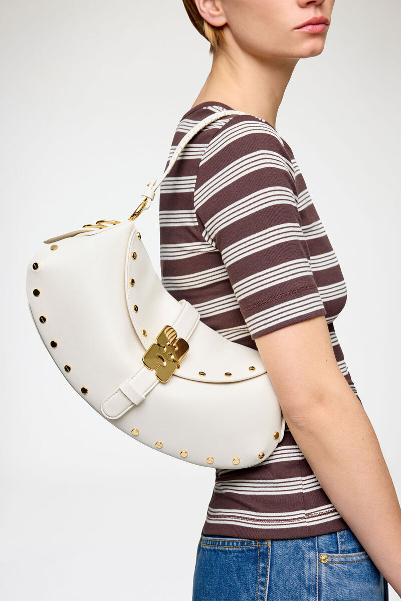 Ganni Egret B-Kat Bag Studs In White