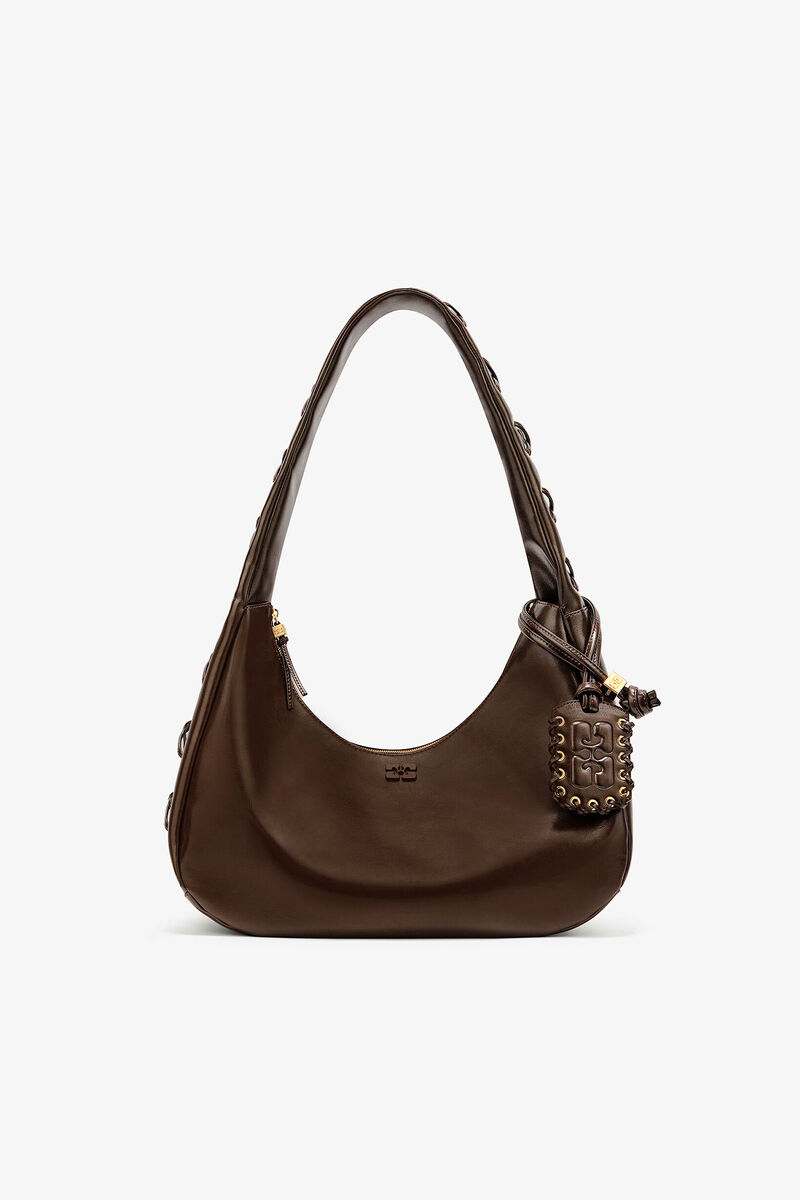 Ganni Dark Olive Green Medium Laces Hobo Bag