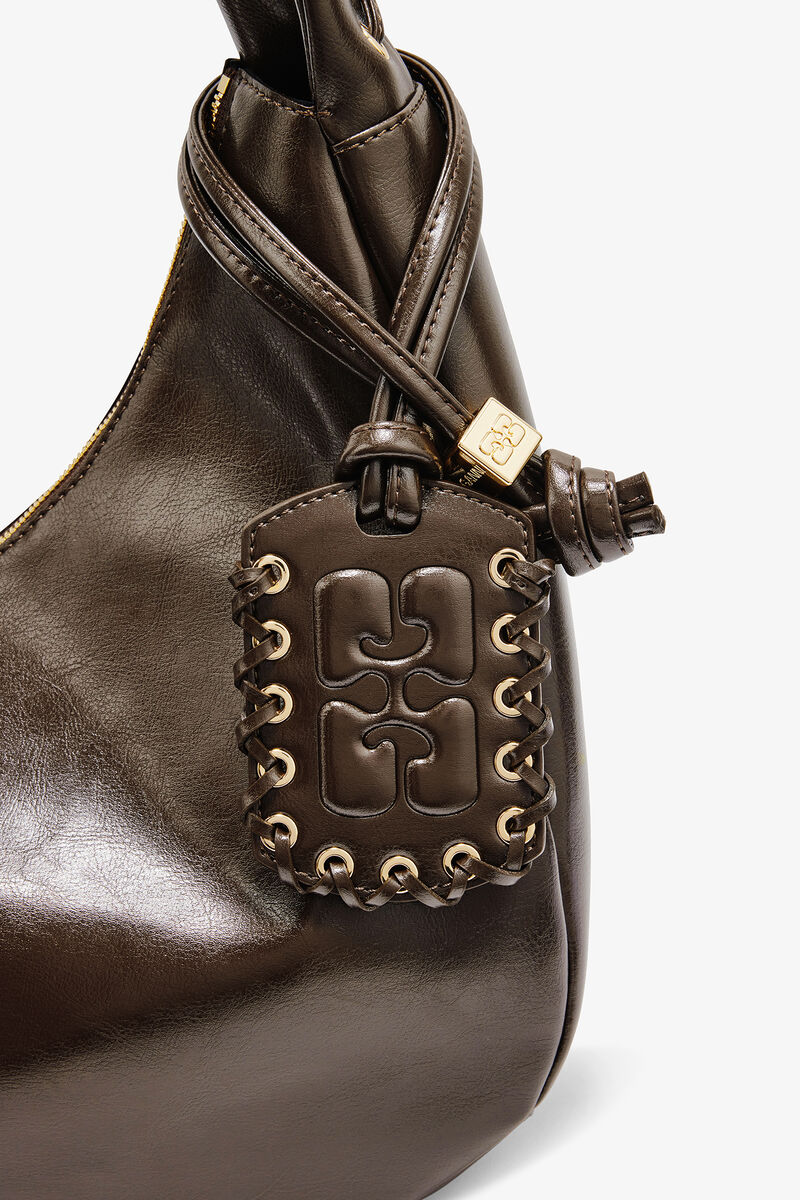 Ganni Dark Olive Green Medium Laces Hobo Bag