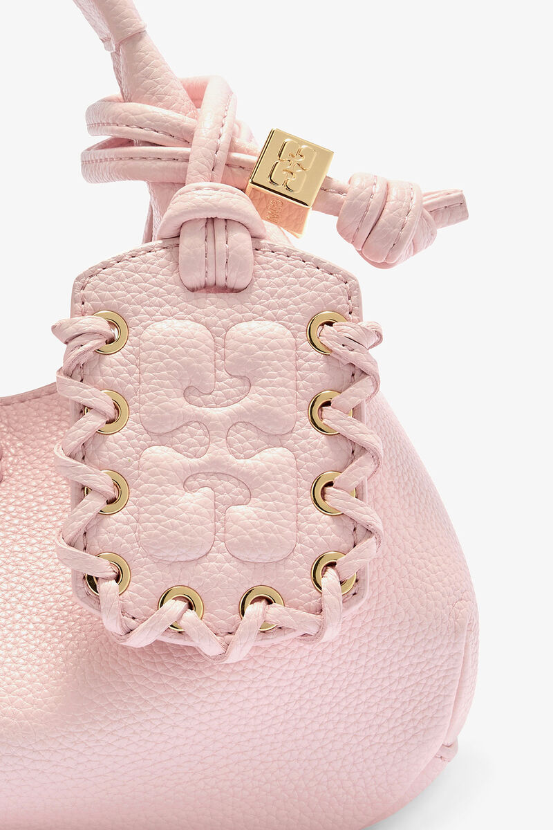 Ganni Chalk Pink Grained Mini Hobo Bag
