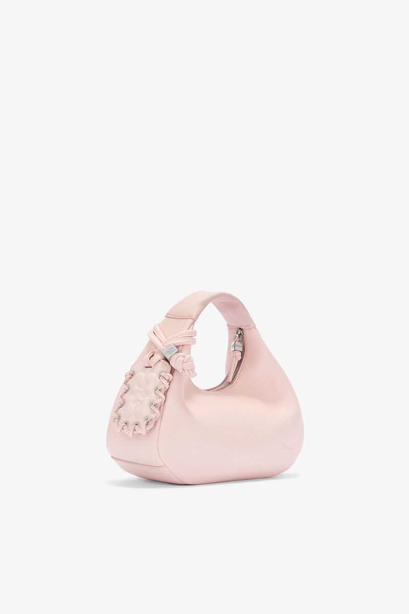 Ganni Chalk Pink Daisy Duck Mini Hobo Bag In Pink
