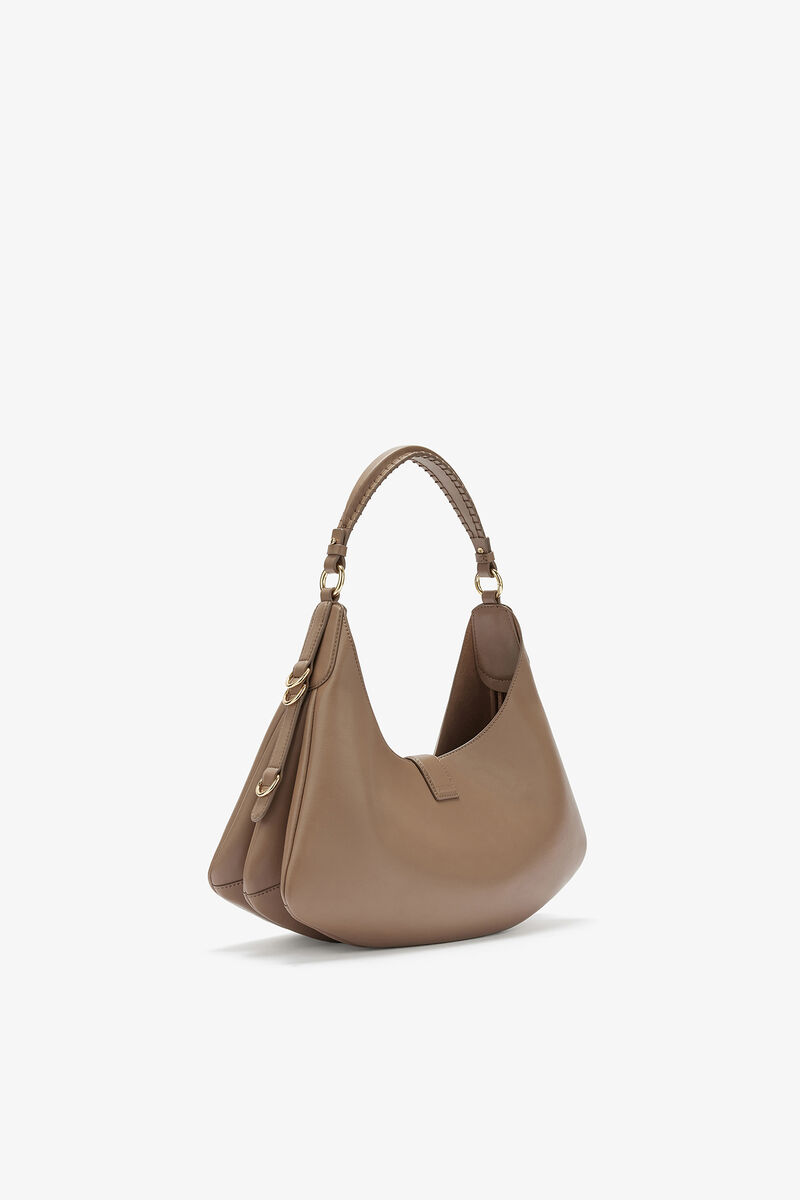 Ganni Coca Mocha Small Kat Bag In Brown