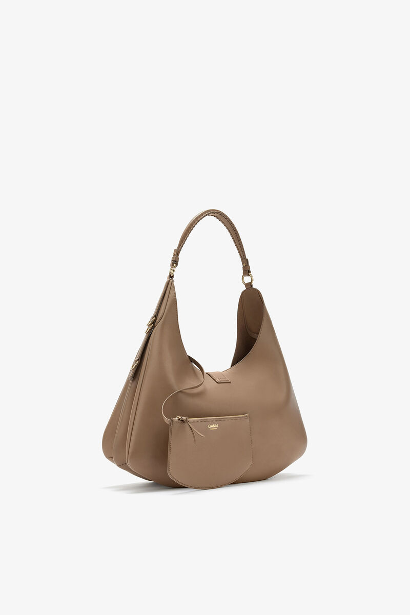 Ganni Coca Mocha Large Kat Bag In Brown