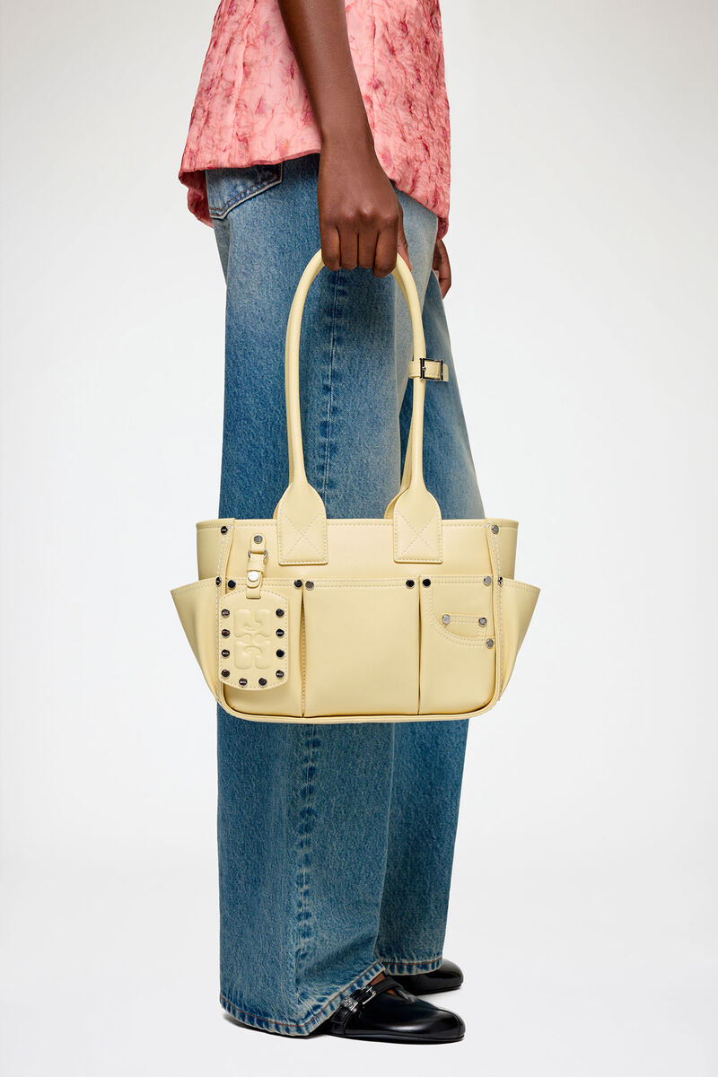 Ganni Yellow Cream Small Posy Bag In Yellow