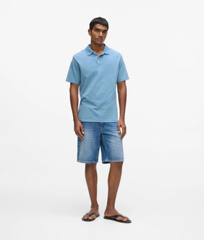 Karl Lagerfeld Monogram Linen Blend T-Shirt Coronet Blue