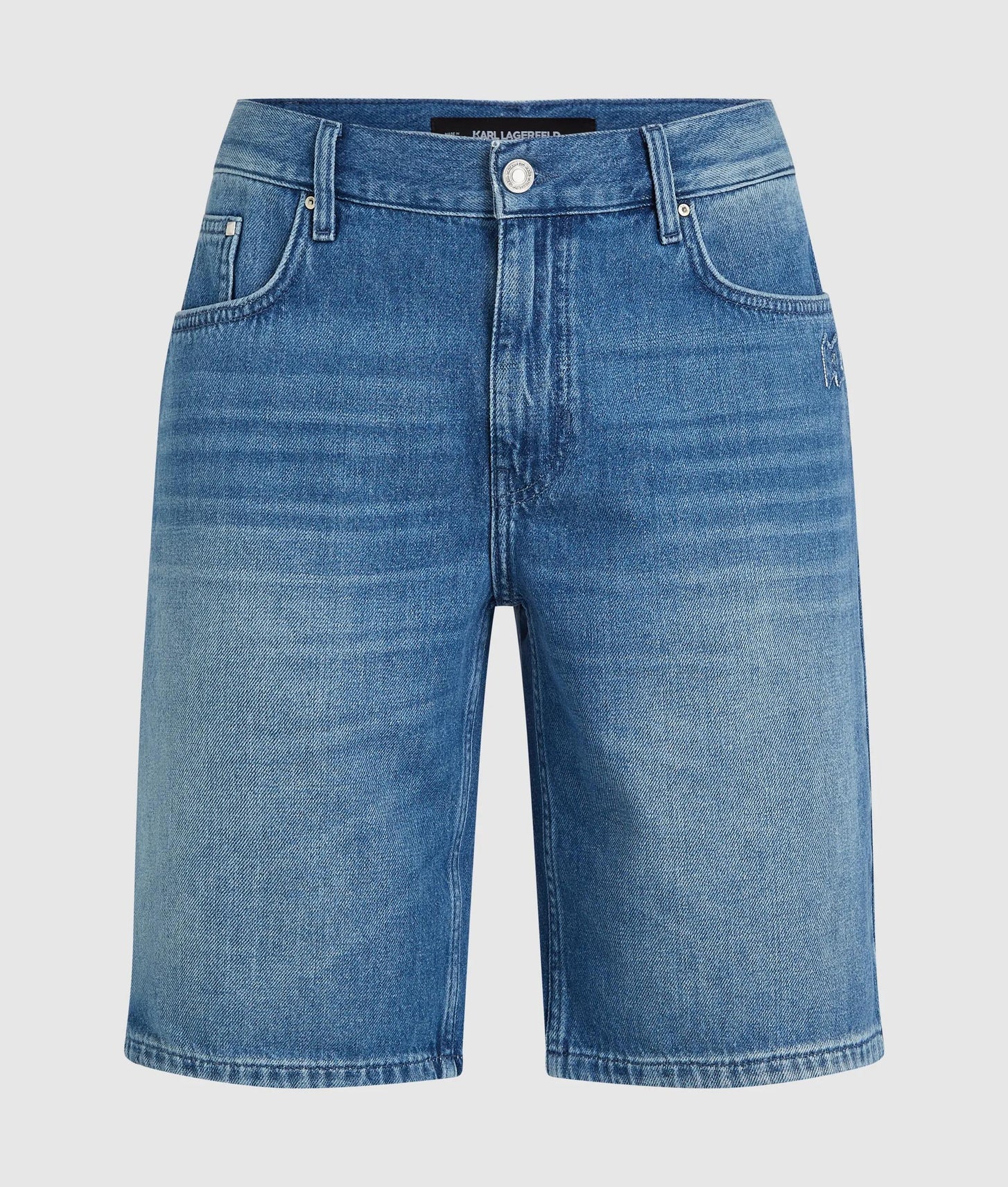 Karl Lagerfeld Straight Denim Shorts Washed Light Blue