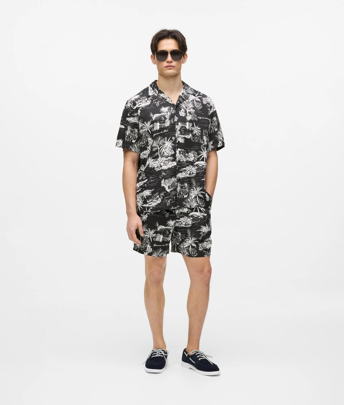 Karl Lagerfeld Short-Sleeved All-Over-Print Shirt Black