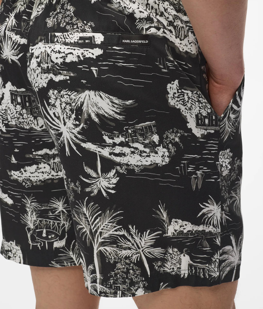 Karl Lagerfeld Short-Sleeved All-Over-Print Shirt Black
