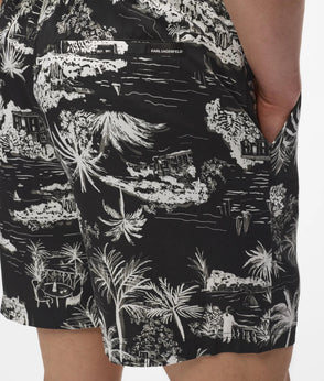 Karl Lagerfeld Short-Sleeved All-Over-Print Shirt Black