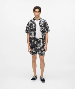 Karl Lagerfeld Short-Sleeved All-Over-Print Shirt Black