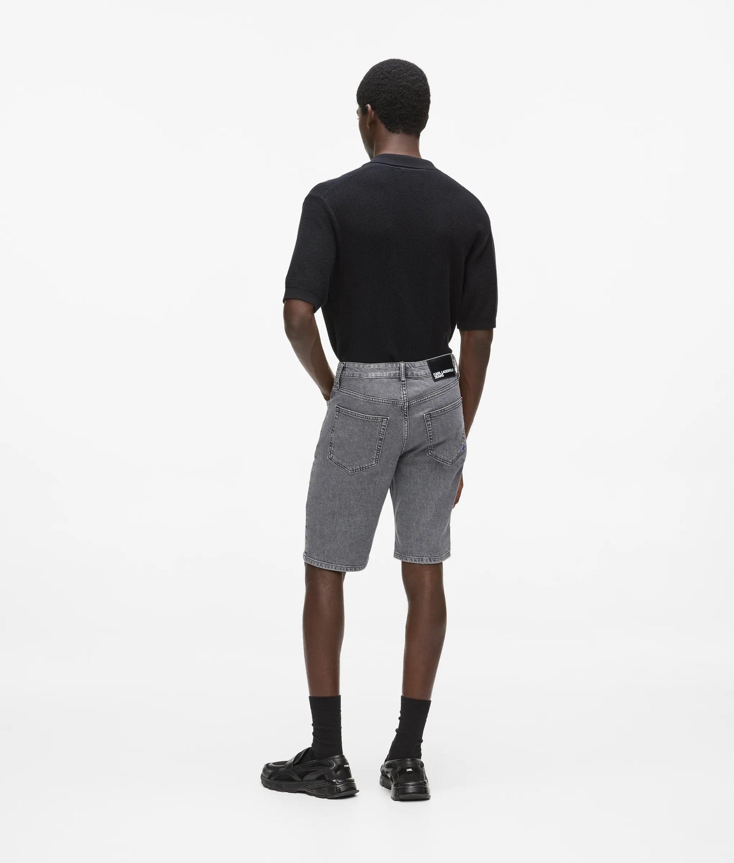 Karl Lagerfeld Slim Denim Shorts Washed Grey Denim