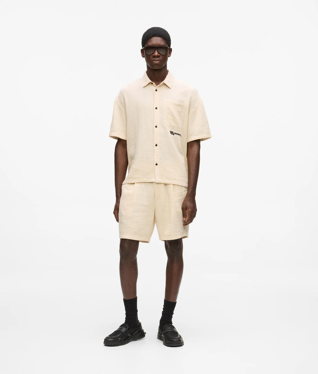 Karl Lagerfeld Short-Sleeved Denim Shirt Light Blue