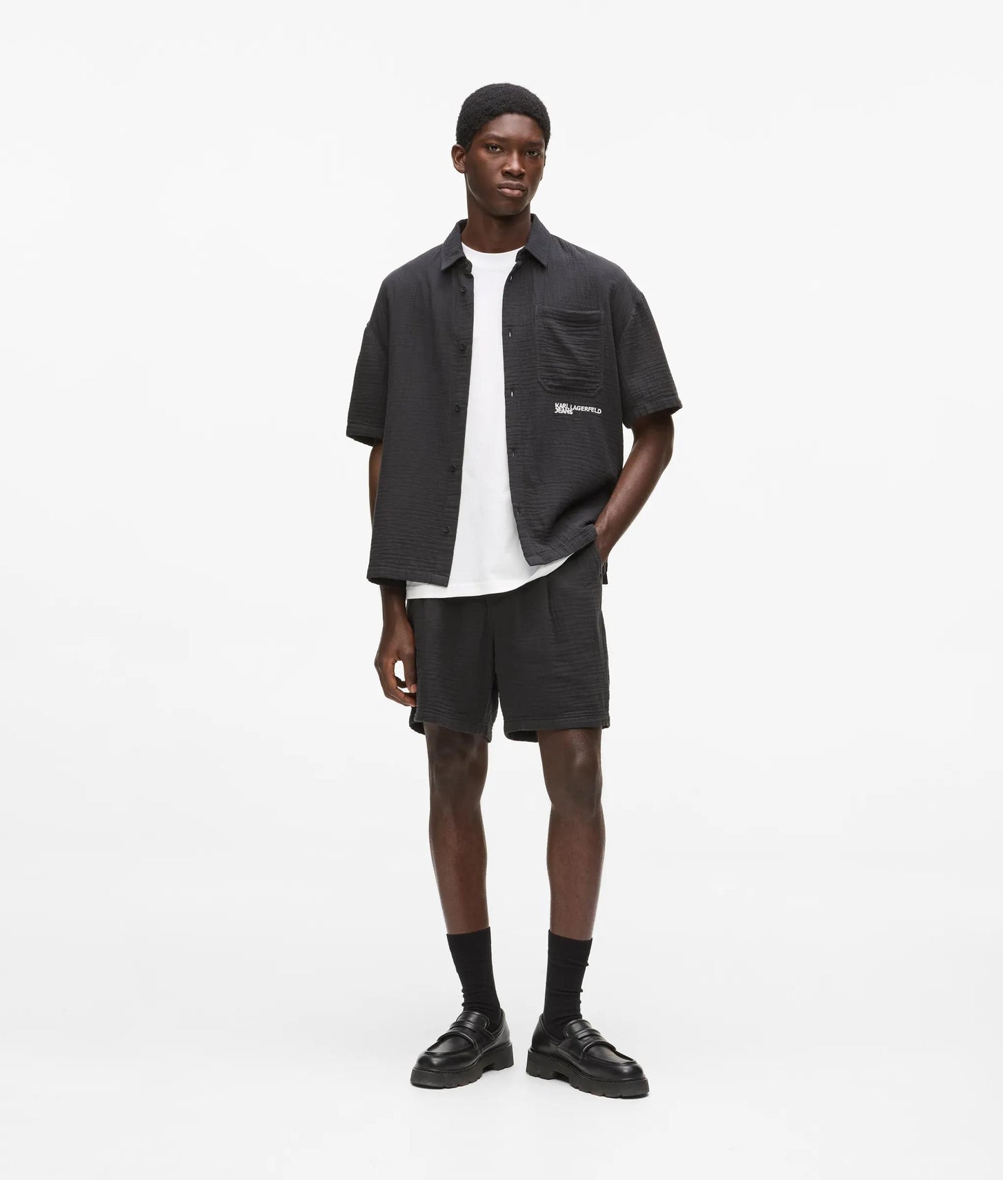 Karl Lagerfeld Crinkled Shorts Black